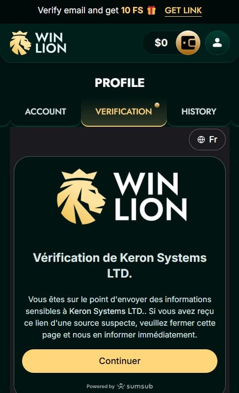 WinLion verification